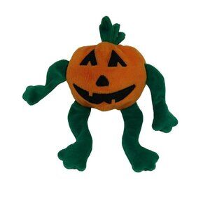 Vintage 1998 Ty Pumkin Pumpkin Plush Stuffed Animal Orange Green